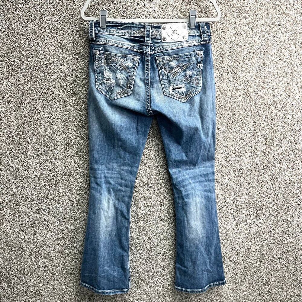 Miss Me Jeans Women’s 29 Thick Heavy Stitch Distressed Denim Blue Standard Boot - Picture 5 of 8